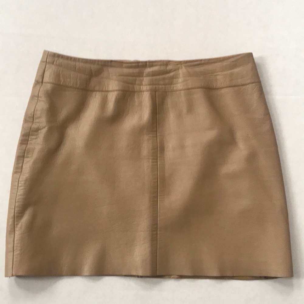 BCBG Max Azria Taupe Leather Mini Skirt